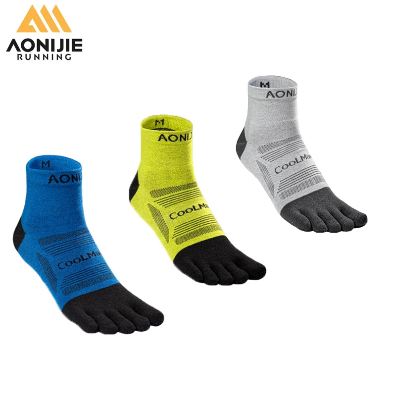 Shop AONIJIE E4840 3-Pack Five Toe Running Socks - Unisex, Mid 