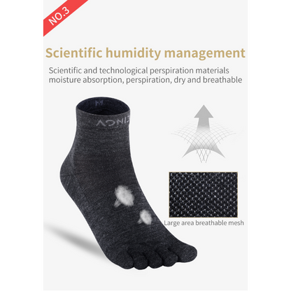 AONIJIE E4822 Black Woollen Five-Finger Socks