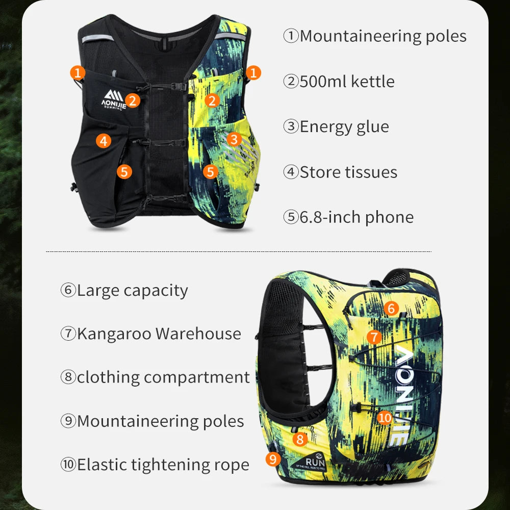 AONIJIE -10L Large Capacity Professional Camouflage Color Trail Running Backpack-C9116