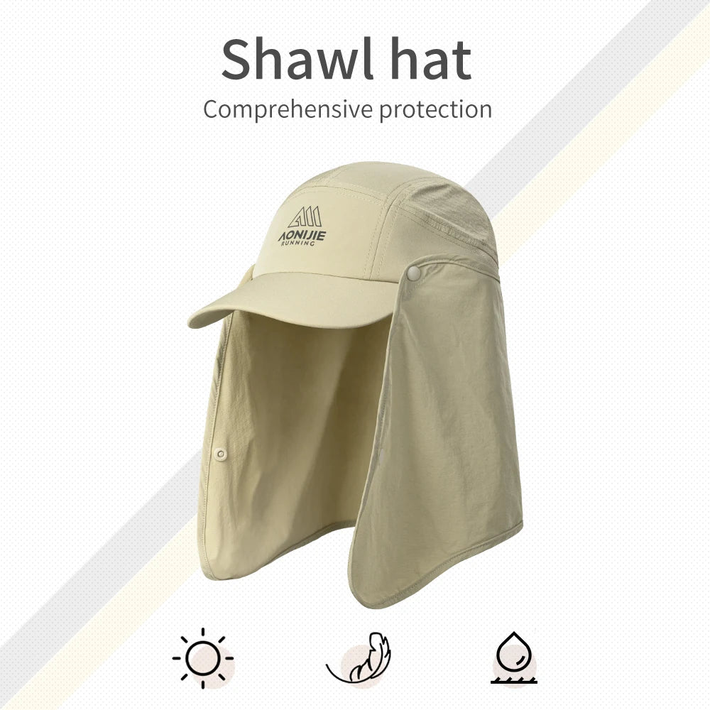 AONIJIE - Unisex Sun Protection Cap - Long Detachable Sunscreen Shawl Fishing Hat Suitable - E4626