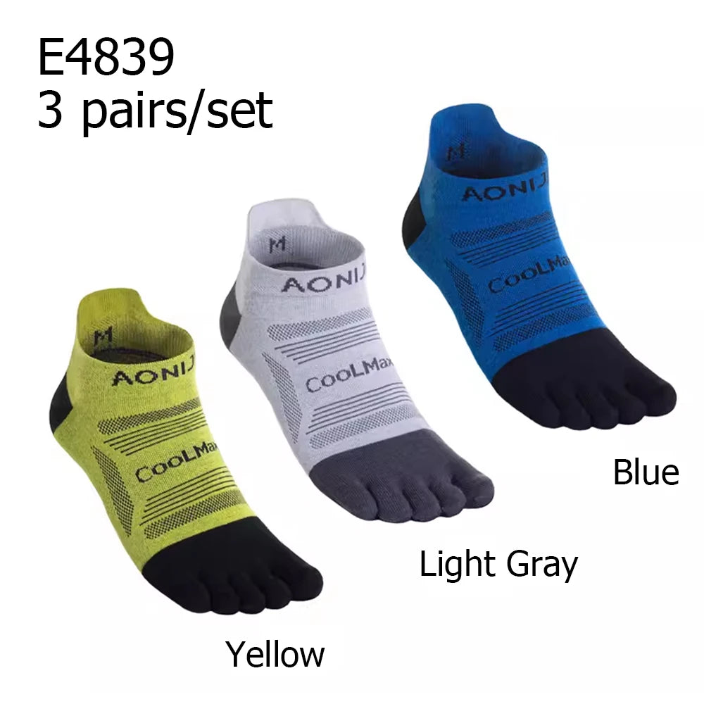 AONIJIE 3 Pairs Five Toe Socks-Unisex Low Cut-E4839