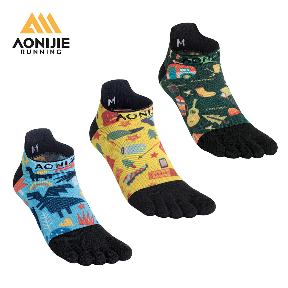 AONIJIE - 3 Pairs Five Toe Socks Low Cut - Lightweight Breathable - E4841