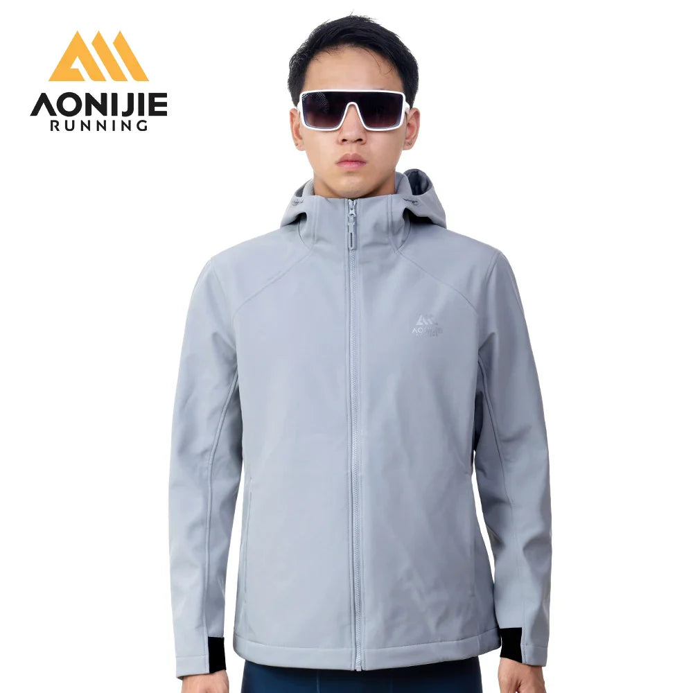 AONIJIE Men Windproof Soft Shell Jacket Waterproof Outdoor Warm Hooded-FM5208