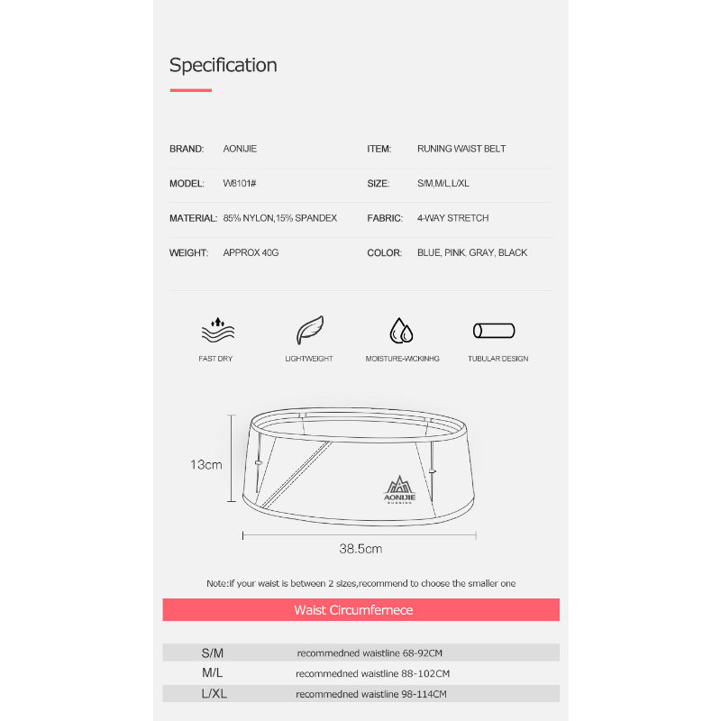 AONIJIE W8101 Trinkgürtel zum Laufen