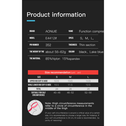 AONIJIE E4412 기능 압축 허벅지 슬리브 다리 보호대